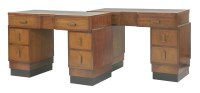 Lot 557 - A pair of Art Deco walnut pedestal desks