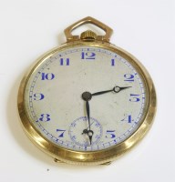 Lot 388 - A 9ct gold Art Deco open faced pocket watch