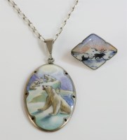 Lot 39 - A Norwegian sterling silver enamel pendant