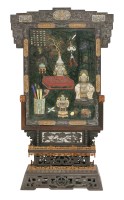 Lot 246 - A fine and decorative mixed media zitan-framed Floor Screen