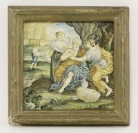 Lot 14 - A Castelli tin-glazed earthenware tile