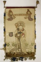 Lot 96 - A silk and embroidered banner