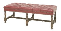 Lot 392 - An oak and leather long stool