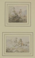 Lot 175 - Anthony Devis (1729-1817) 
A MOTHER WITH HER CHILDREN AND DOG ON A HILLOCK;
CHILDREN IN A MEADOW WITH A DOG 
Two