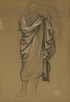 Lot 217 - Sir Edwin John Poynter PRA RWS (1826-1919)
STUDY OF A DRAPED FIGURE
Black and white chalks on buff paper
32 x 22cm