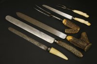 Lot 49 - A pair of large Victorian carving implements