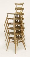 Lot 337 - A set of six Ercol green dot stacking chairs (6)