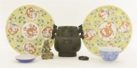 Lot 369 - A pair of Chinese famille rose plates