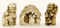 Lot 322 - Three Japanese ivory netsuke