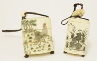 Lot 327 - Two Japanese bone inro