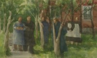 Lot 94 - Karolina Larusdottir (b.1944)
FIGURES IN THE GARDEN
Signed l.l.