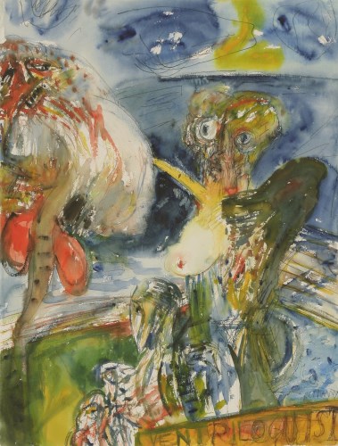 Lot 48 - John Bellany RA (1942-2013)
THE VENTRILOQUIST
Signed l.r.