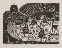 Lot 18 - Edward Bawden RA (1903-1989)
'THE EMPEROR LUCIUS SENT UNTO ARTHUR MESSENGERS COMMANDING HIM TO PAY TRIBUTE';
'THEREBY WAS A HERMITAGE WHERE A GOOD MAN DWELT AND THE HART AND THE LIONS ENTERED ALSO'
T