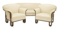 Lot 283 - An Art Deco-style burrwood and leather suite