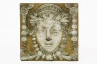 Lot 401 - A Victorian glazed mask tile