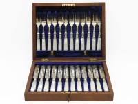 Lot 265 - A Victorian mother of pearl handled set of fruit knives and forks