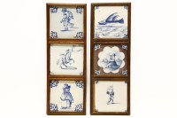 Lot 535 - Five various 18th century Dutch Delft tiles
