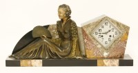 Lot 140 - An Art Deco marble mantel clock