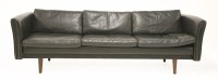 Lot 468 - A Danish black leather three-seater settee