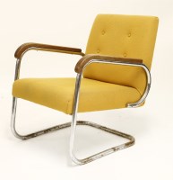 Lot 100 - A tubular cantilever armchair