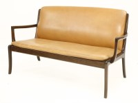 Lot 448 - A leather and mahogany settee
