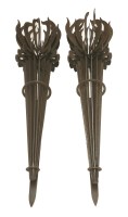 Lot 495 - A pair of French iron wall lights