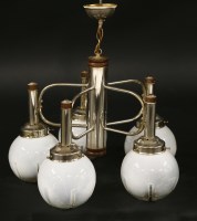 Lot 561 - An Italian chrome five-light pendant