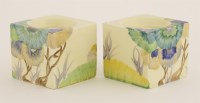 Lot 92 - A pair of Clarice Cliff Bizarre 'Rhodanthe' candle holders