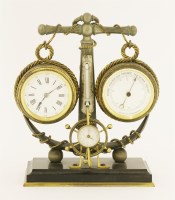 Lot 429 - A French bronze naval-themed desk clock/barometer