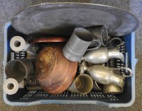 Lot 238 - A quantity of 18th and later pewter to include a pair of goblets