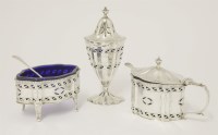 Lot 499 - A George V silver condiment set