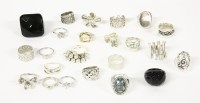 Lot 74 - A silver Swarovski crystal faceted blue stone ring with a border of other crystals