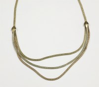 Lot 61 - A 9ct three colour three row graduated gold necklace
23.03g