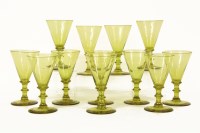 Lot 228 - A set of twelve yellow wine glasses