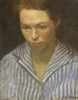 Lot 245 - David Graham (b.1926)
PORTRAIT OF MRS JUNE JESSOP
Signed l.r.