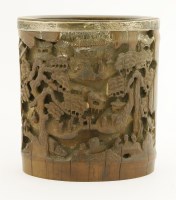 Lot 472 - A Chinese bamboo brush pot