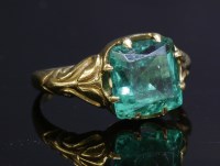 Lot 75 - A Victorian gold single stone emerald ring