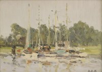 Lot 278 - Hugh Boycott-Brown (1909-1990)
BOATS AT LYMINGTON
Signed with initials l.r.