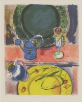 Lot 38 - Chloe Cheese (b.1952)
'KELIM CARPET WITH WAVY LEAVES';
'FADED ROSE'
Two lithographs