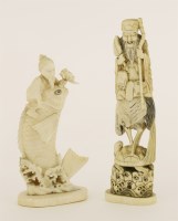 Lot 539 - Two Japanese ivory okimono