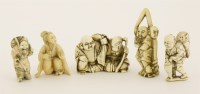Lot 541 - A collection of five Japanese ivory netsuke