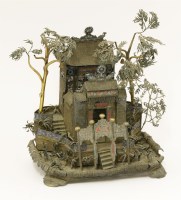 Lot 160 - A Chinese silver model of a Buddhist temple