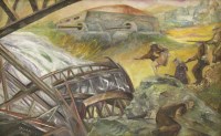 Lot 241 - Cyril J Ross (1891-1973)
A DAMAGED BRIDGE DURING COMBAT
Signed l.l.