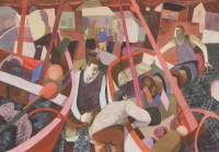 Lot 126 - George Large (b.1936)
'FISHERMEN AT ALDEBURGH'
Signed and dated '86 l.l.