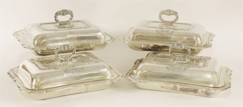 Lot 491 - A set of four William V silver entrée dishes