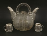 Lot 70 - An Edwardian glass double carafe with silver mounts