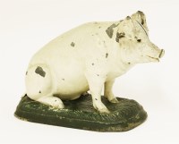 Lot 88 - A zinc butcher's shop counter display pig