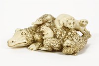 Lot 1183 - A Meiji period ivory okimono of a crocodile