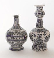 Lot 80 - A blue and white squat pedestal 'apothecary's' baluster vase