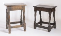Lot 175 - Two oak joined stools
